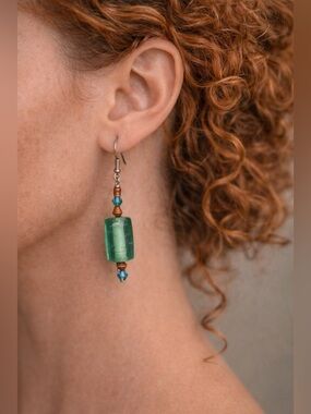 Green Beaded Earrings